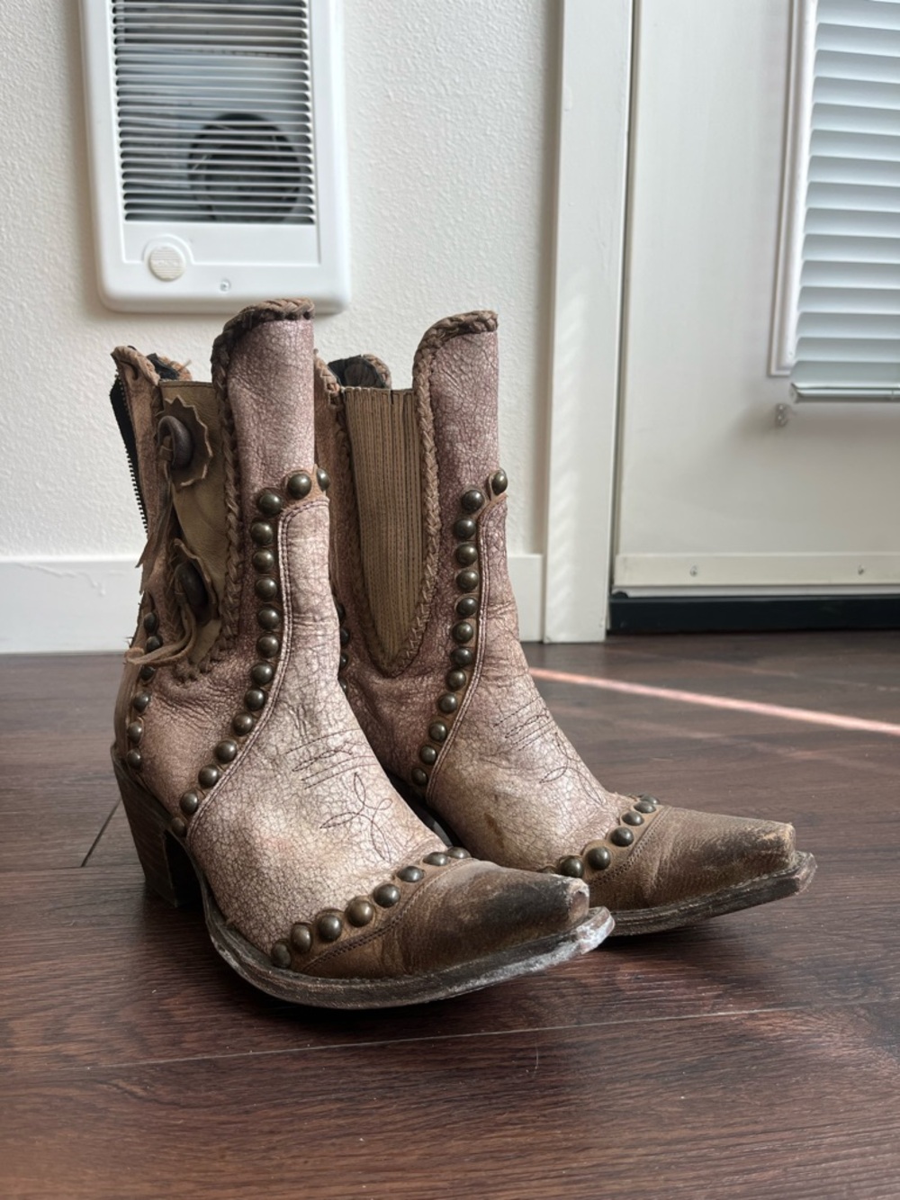 Double D Ranch Brown Studded Leather Ankle Booties